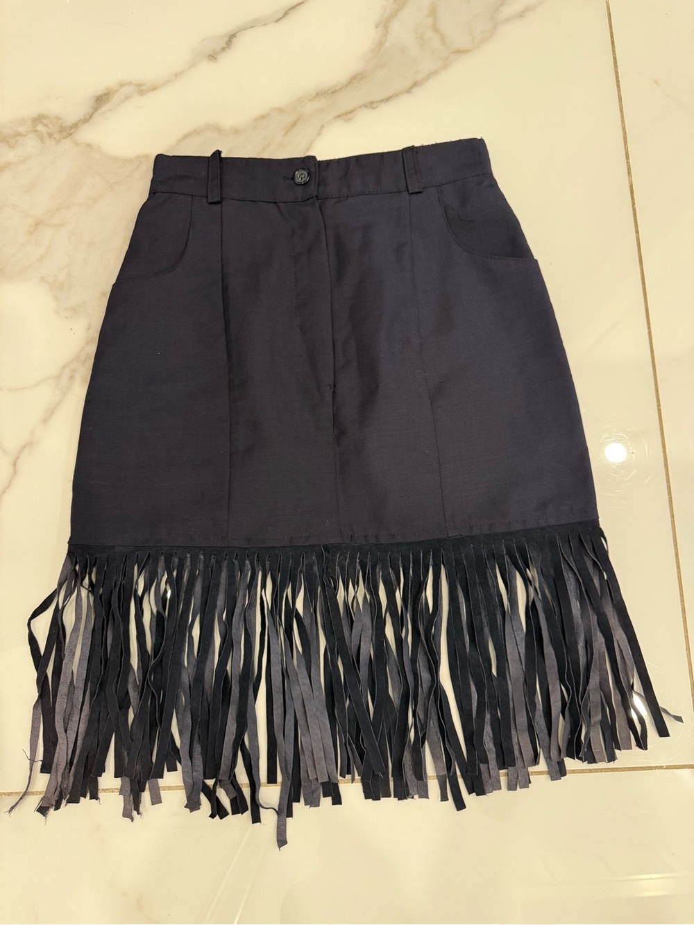 Vintage 90s Y2K Nick Coleman black finge skirt made in Italy, size 0
